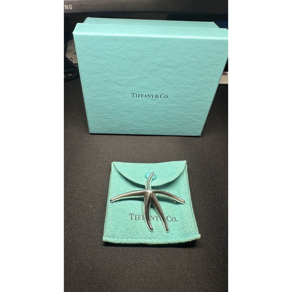 Tiffany & Co Starfish Pin Brooch Silver Gift Pouch Peretti Vintage Ocean Lover